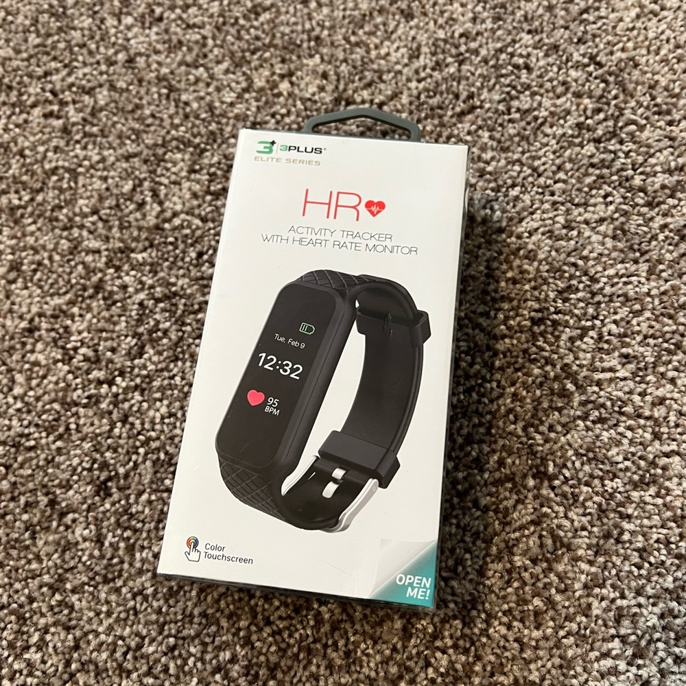 Black Smartwatch with Heart Rate Monitor and Digital Display